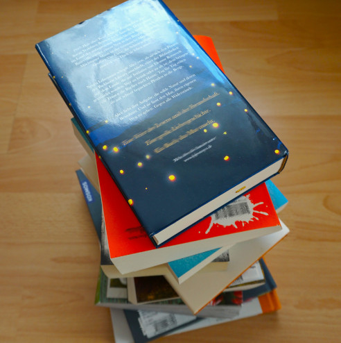 Bücherstapel auf dem Fußboden